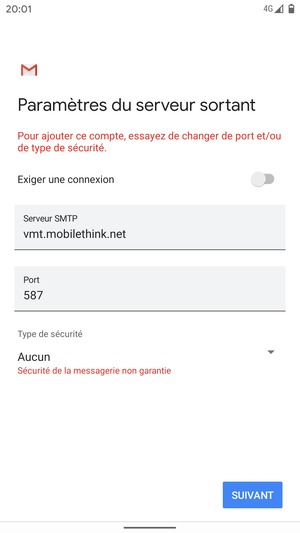 Sélectionnez SUIVANT
