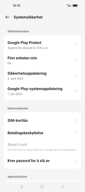 Velg  SIM-kortlås