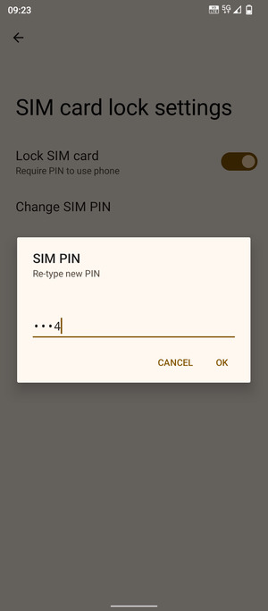 Confirm your new SIM PIN and select OK