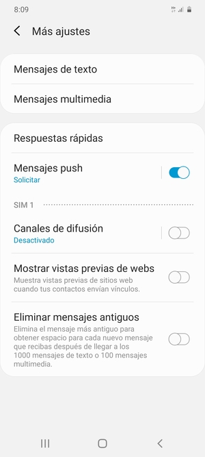 Seleccione Mensajes de texto