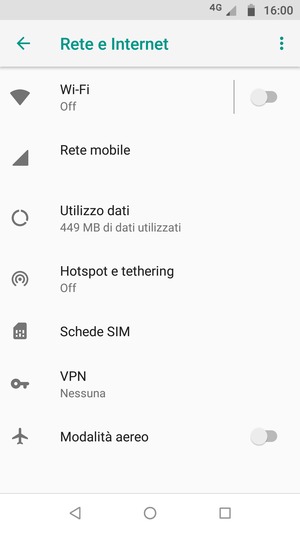 Seleziona Rete mobile