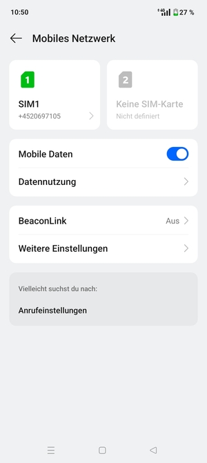 Wählen Sie SIM1 oder SIM2
