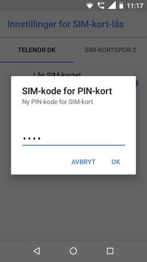 Skriv inn Ny PIN-kode for SIM-kort og velg OK