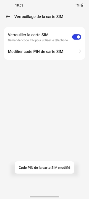 Votre code PIN de la carte SIM a été modifié
