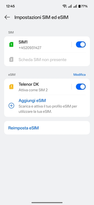 La tua eSIM è ora attivata