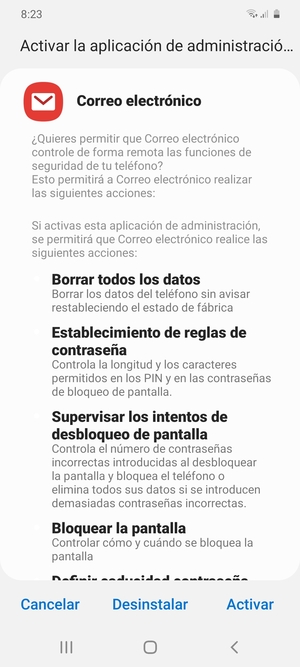 Seleccione Activar