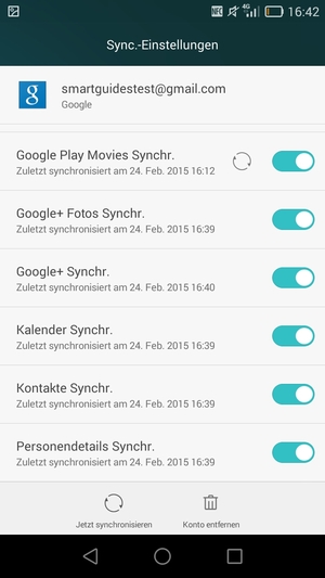 Stellen Sie sicher, dass Kontakte Synchr. ausgewählt ist
