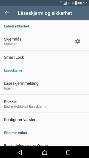 Telefonen din er nå sikret med en skjermlås