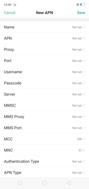 Enter MMS information