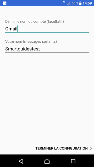 Donnez un nom à votre compte et sélectionnez TERMINER LA CONFIGURATION