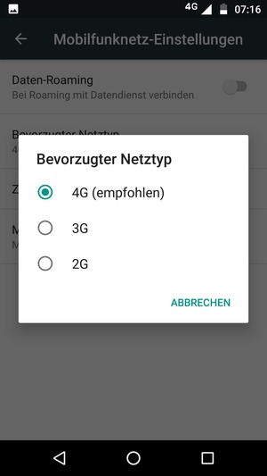 Wählen Sie die gewünschte Option