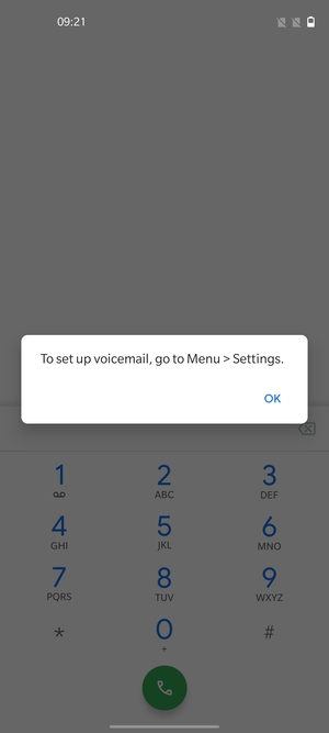 If your voicemail is not set up, select OK