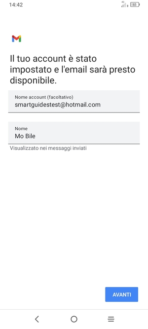 Scegli un nome per il tuo account e inserisci il tuo nome. Seleziona AVANTI