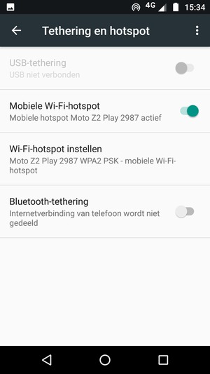 Uw telefoon is nu geïnstalleerd voor gebruik als modem