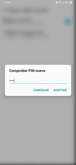 Confirme su nuevo PIN de la tarjeta SIM y seleccione ACEPTAR