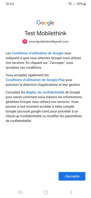 Sélectionnez J'accepte