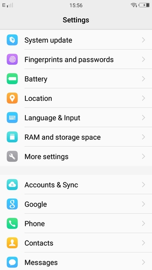 Scroll to and select More settings
