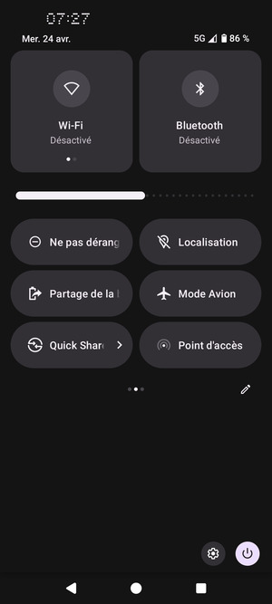 Faites glisser vers la droit