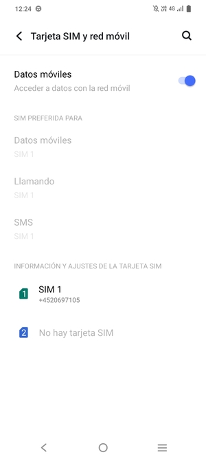Seleccione SIM 1 o SIM 2