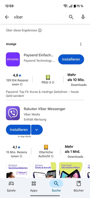 Wählen Sie die App