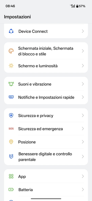 Scorri e seleziona Sicurezza e privacy