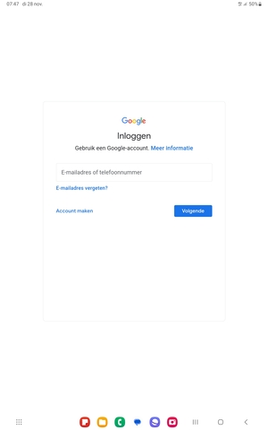 Voer uw Gmail adres in en selecteer Volgende
