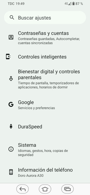 Desplácese y seleccione Sistema