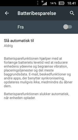 Aktiver Batteribesparelse