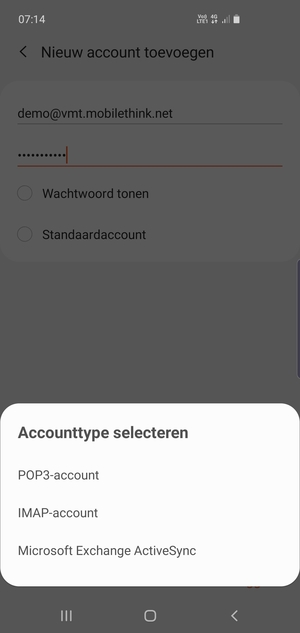Selecteer POP3-account of IMAP-account