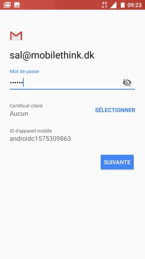 Saisissez votre mot de passe et sélectionnez SUIVANTE