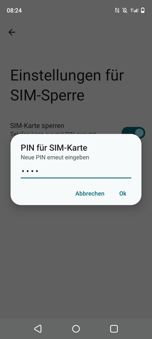 Bestätigen Sie Ihre neue PIN der SIM-Karte und wählen Sie OK