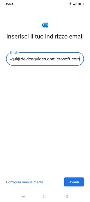 Inserisci il tuo indirizzo email e seleziona Configura manualmente