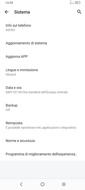 Seleziona Backup