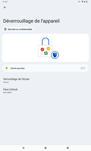 Sélectionnez Verouillage de l´cran