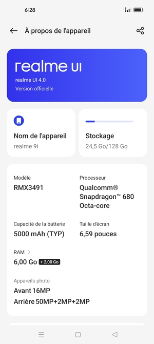 Sélectionnez realme UI