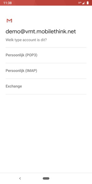 Selecteer Persoonlijk (POP3) of Persoonlijk (IMAP)