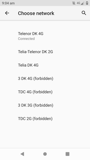 Select a network operator from the list