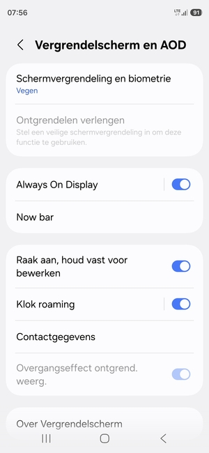 Selecteer Schermvergrendeling en biometrie