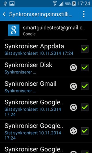 Din informasjon blir synkronisert