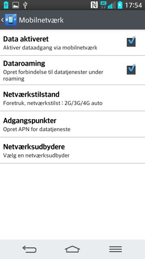 Vælg Netværkstilstand