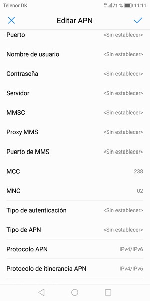Desplácese hacia abajo e introduzca la información MMS
