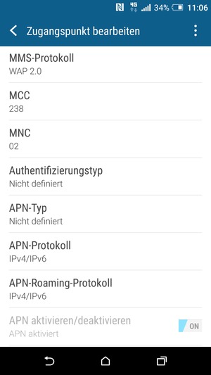 Scrollen Sie nach unten und geben Sie Ihre Internetinformationen ein