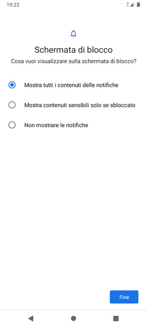 Seleziona la tua opzione preferita e poi Fine