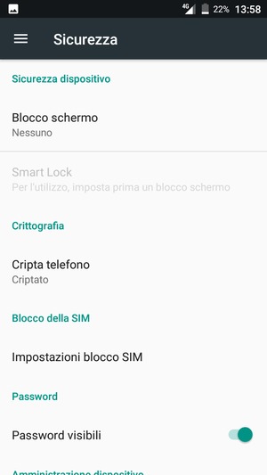 Seleziona Blocco schermo