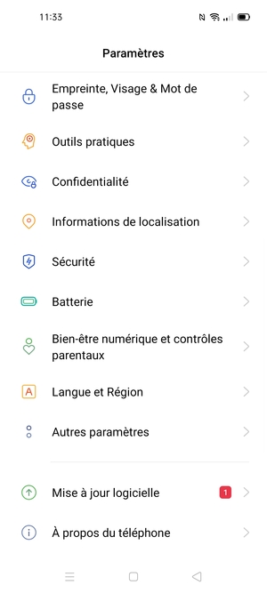 Faites défiler et sélectionnez Sécurité
