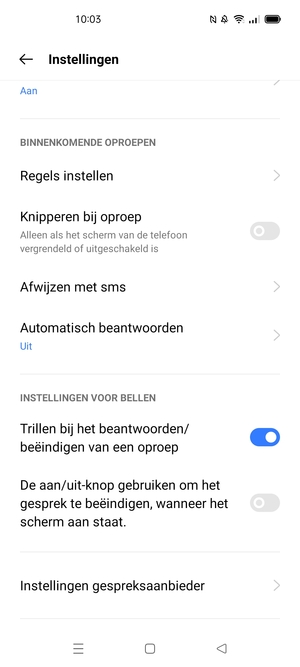 Scroll naar en selecteer Instellingen gespreksaanbieder
