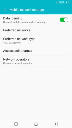 Turn Data roaming on or off