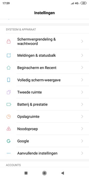 Scroll naar en selecteer Aanvullende instellingen