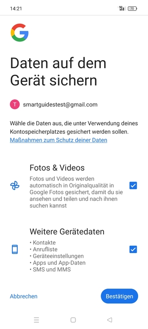 Wählen Sie Ihre bevorzugten Optionen und wählen Sie Bestätigen