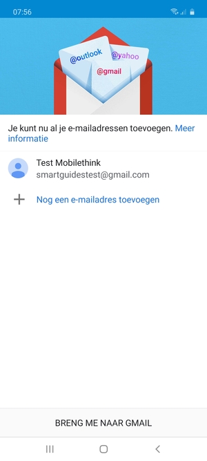 Selecteer BRENG ME NAAR GMAIL